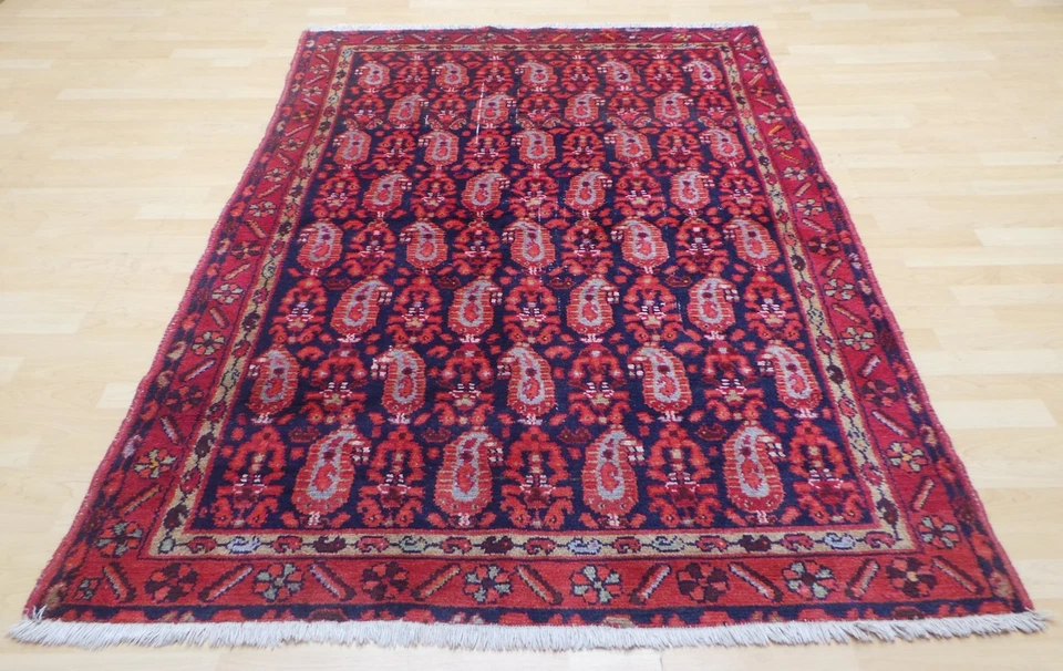 Antique Persain Oriental Carpet Rug Hand Made Wool Vintage 6ft 11" x 4ft 7"
