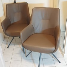 WK wohnen - Armlehnstuhl WK 722 drehbar - Leder hellbraun