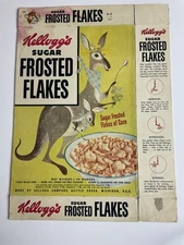 1950’s Kellogg’s FROSTED FLAKES Cereal Box vintage food packaging Katy Kangaroo