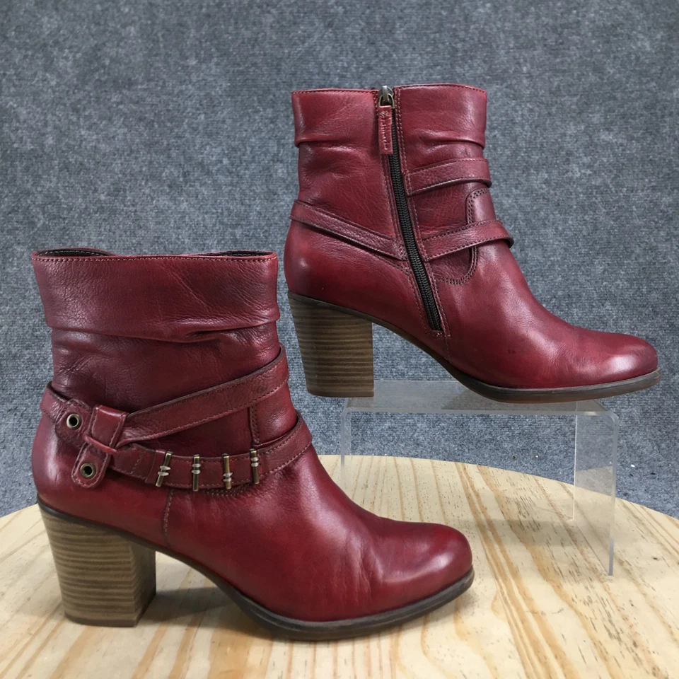 Tamaris Botas Mujer 41 Botín Rojo Cremallera Lateral Informal Punta Redonda Tacones Bloque Foto 2 de 4