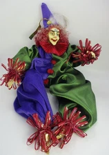 Mark Roberts Jester Clown 17" Mardi Gras ? Purple Green New Orleans Posable Vtg 