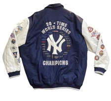 New York Yankees Leather Wool Bomber Varsity Jacket 5XL World Series L MLB G-III
