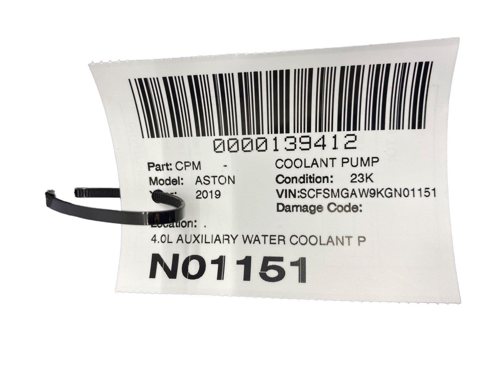 2019-2023 ASTON MARTIN VANTAGE COUPE OEM 4.0L AUXILIARY WATER COOLANT PUMP *23K*