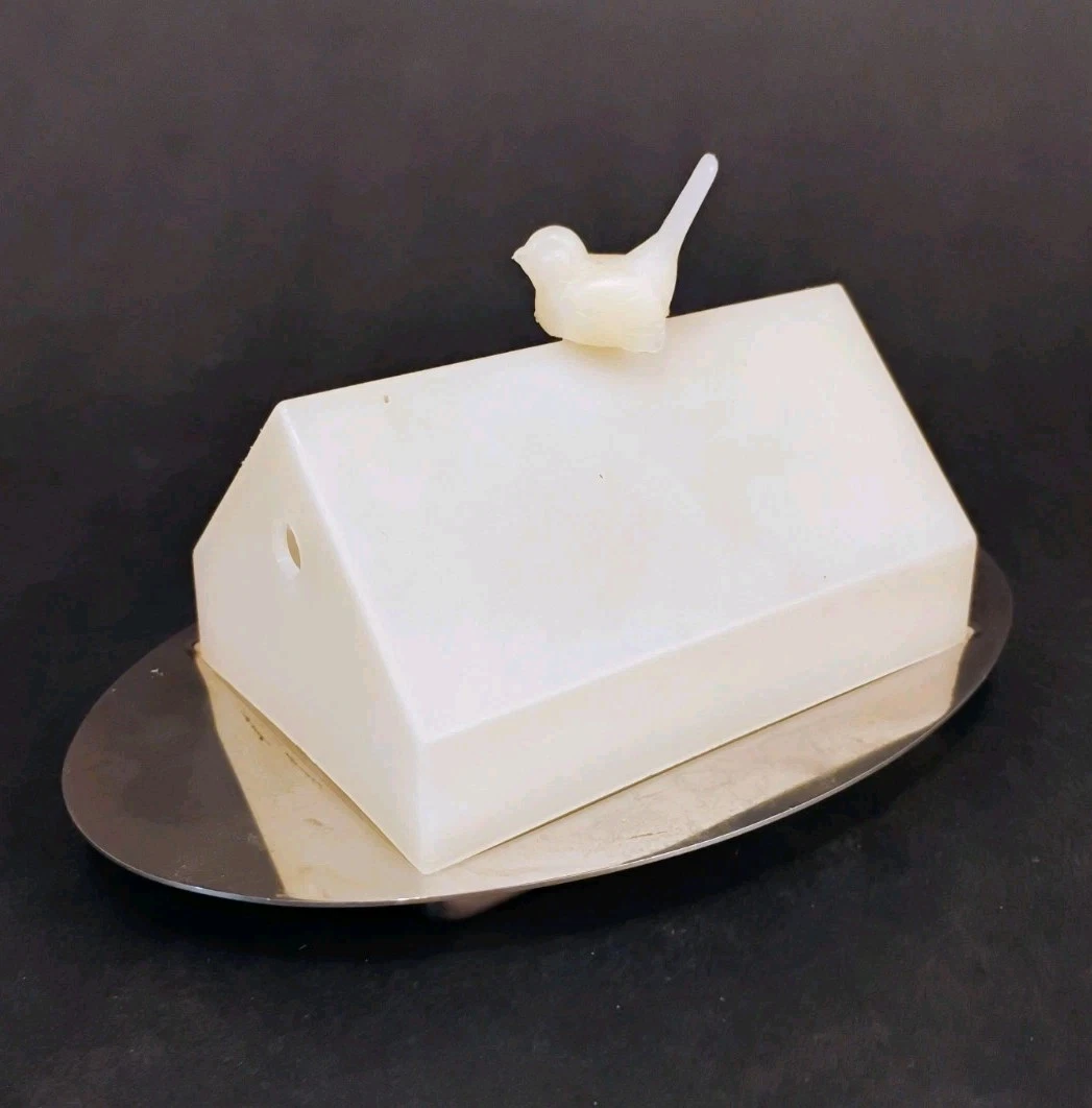 Vintage Mepra Inox Stainless Steel Butter Dish Plastic Bird Cover Made In Italy
Opens in a new windo