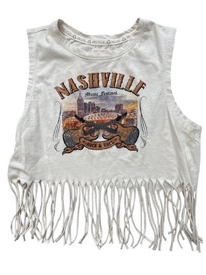 Recycle Threads Nashville Music City Festival Graphic Crop Tank Fringe Western L