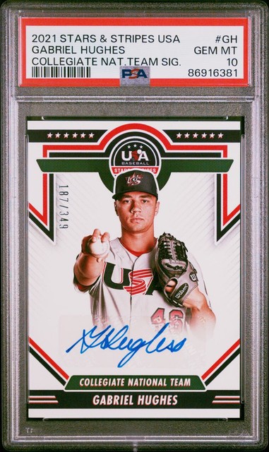 2021 2022 USA Stars & Stripes GABRIEL HUGHES AUTO RC BLUE INK # /349 PSA 10 GEM
