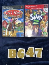 LOT OF 2 PLAYSTATION 2 GAMES - LETS RIDE & THE SIMS 2 - TESTED & WORKING!