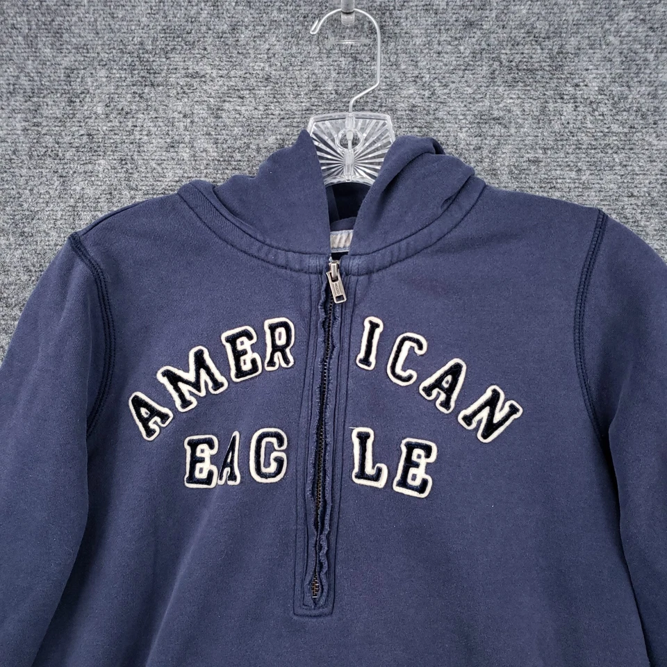 Moletom pulôver vintage American Eagle feminino S pequeno azul 1/2 zíper Y2K - Imagem 3 de 4