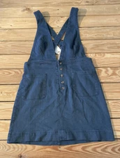 by together NWT $56.99 women’s plunging neckline overall dress size L blue T7