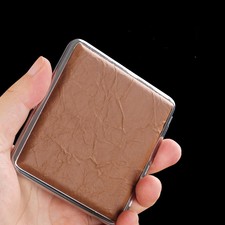 Portable Leather Metal Brown DoubleSided Cigarette Case Moistureproof SmokingBox
