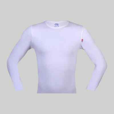 100% Egyptian Cotton white Men's Long sleeve stretch undershirt/ O neck