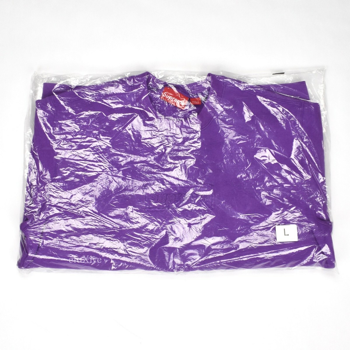 NWT Supreme NY Purple Cutout Box Logo Crewneck Sweatshirt SS20 
