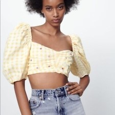 ZARA cropped Gingham top 0881/008/047