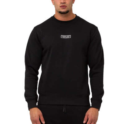 MARSHALL ARTIST Siren Loopback Black Crew Sweatshirt Black UK