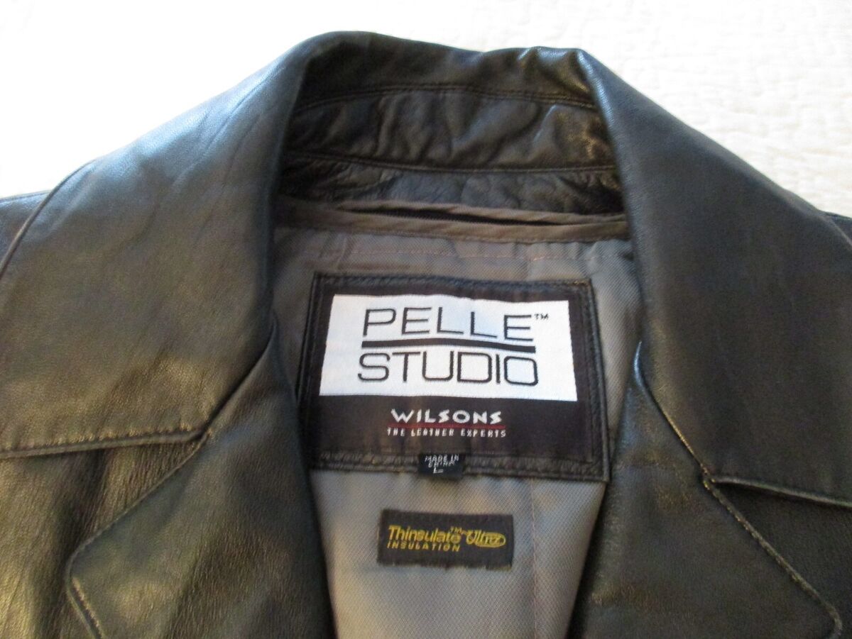 WILSONS Pelle Studio Leather Jacket Coat Black Thinsulate WILSONS Pelle Studio Leather Jacket Coat Black Thinsulate