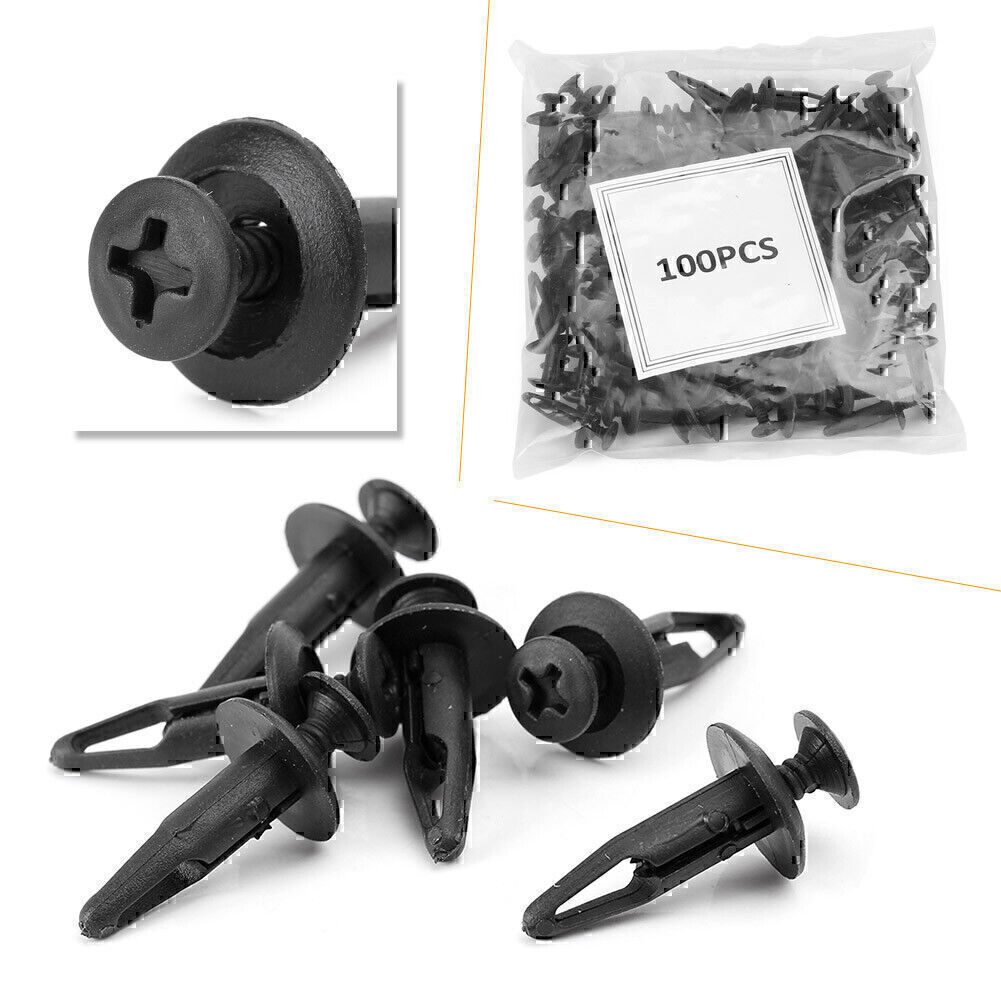 100pcs Plastic Push Type Rivet Retainer Fastener Bumper Clips For Ford Lincoln