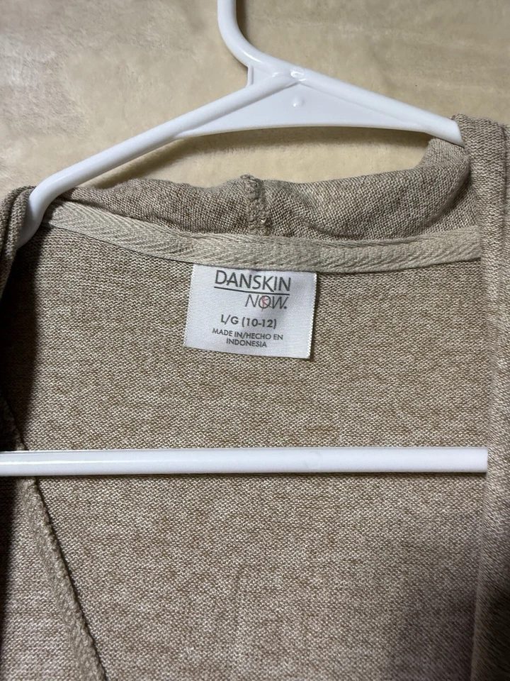 DANSKIN Niñas SUÉTER Frente Abierto Cárdigan BEIGE MANGAS LARGAS L 10/12 Foto 2 de 4