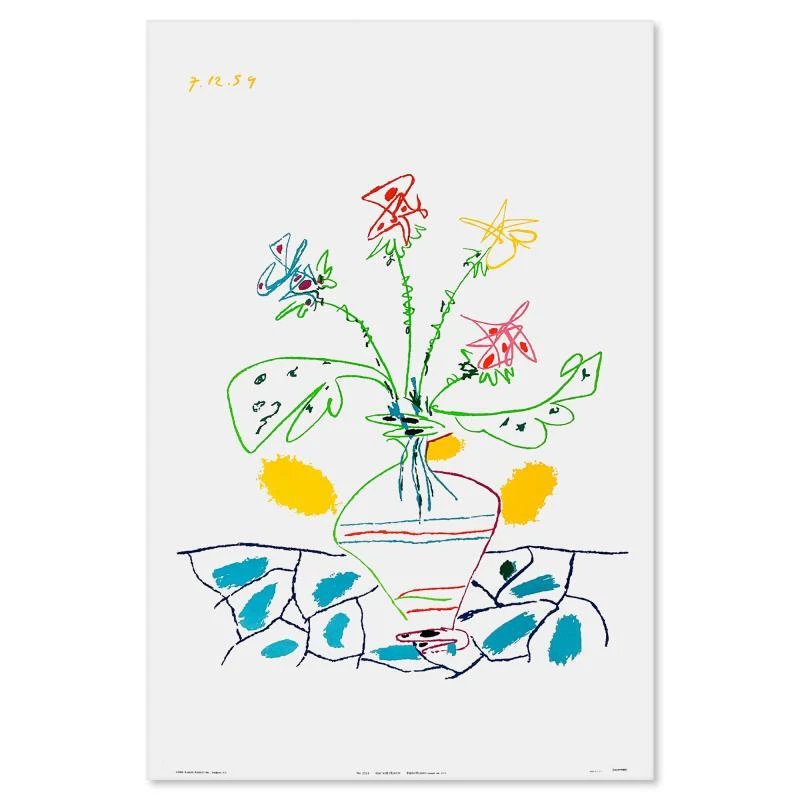 Pablo Picasso、Verre et vase de fleurs