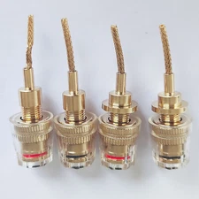 4pcs Pin to Banana Female Speaker Cable Adapter HIFI Audio Gold Plated Connector