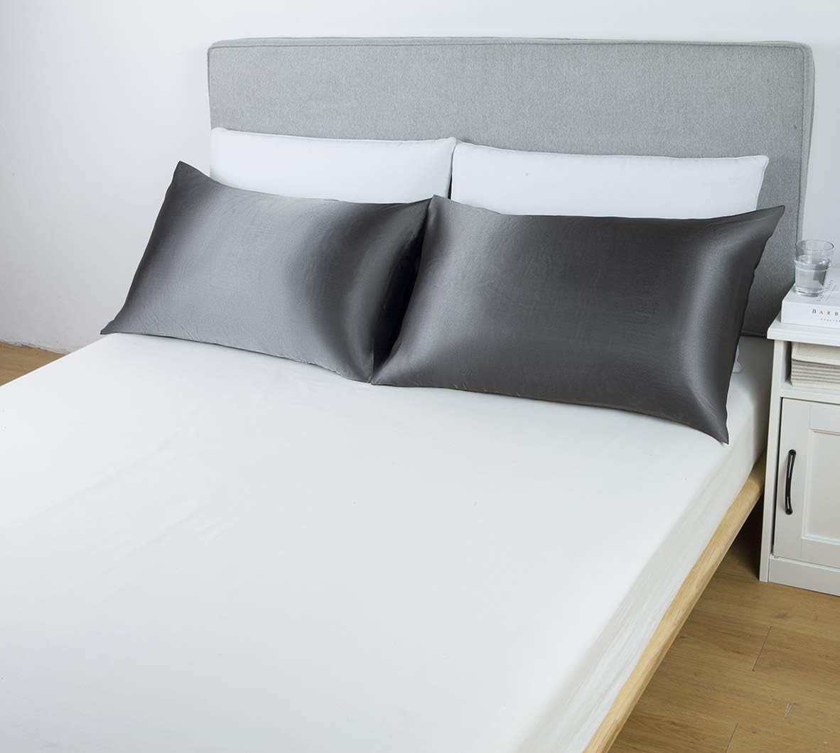 Satin-Silk Pillowcase Queen, Gray Satin Pillowcase for Hair And-image