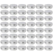 48 Pack 2 Oz Metal Round Tins Aluminum Tin Cans Containers with Screw Lid for Sa