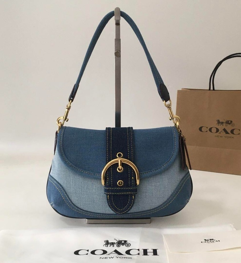 COACH Soho Shoulder Bag Upcycle Repurpose Denim Blue CR737 Outlet New