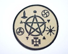 Wicca Symbols Pentagram NEW Iron-On Embroidered Witch Clothing Patch Rare Unique
