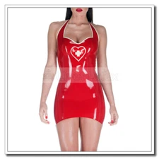Latex Halter Dress Mini Length Pencil Skirts No Zip Customized 0.4mm D169