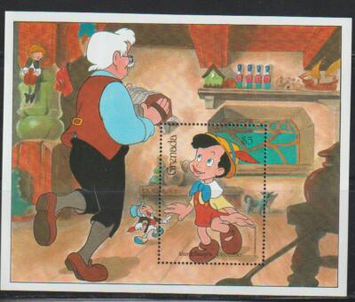 GRENADA DISNEY STAMPS 1987 DISNEY CARTOON FILM PINOCHIO SS MNH