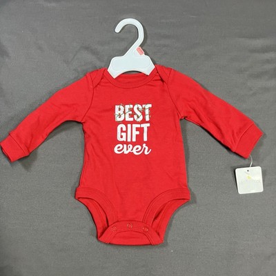 Falls Creek Best Gift Ever Bodysuit / Baby Size 0-3 Months / Red / Christmas