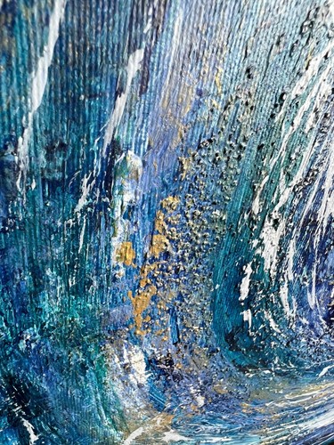 Original Blue Paintings On Canvas, Modern Ocean Oil Painting, Contemporary Art - Picture 6 of 7