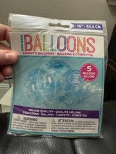 Unique 5ct. Blue Confetti Baby Shower Boy Balloons 16" Party Decoration New  