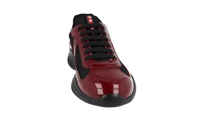 PRADA AMERICAS CUP SNEAKERS SHOES 4E3400 BORDEAUX/BLACK LEATHER