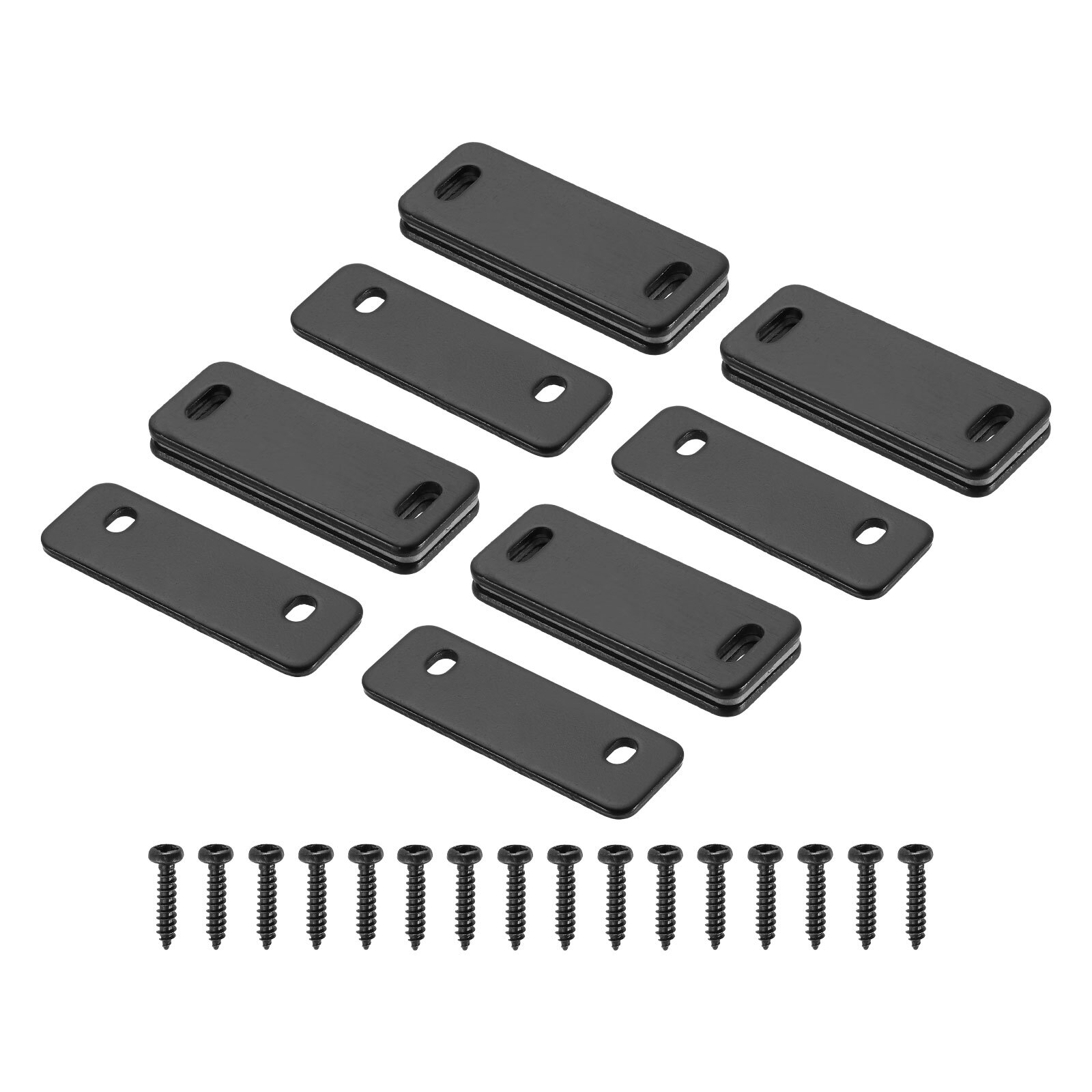 4 Set Cabinet Door Catch, Thin Latch Lock Metal Adhesive for Cupboard, Black