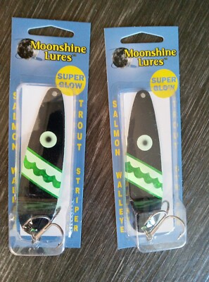 2 Moonshine Lures standard  Salmon Trolling Spoons standard glow rambler
