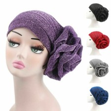 Female Hair Loss Head Scarf Turban Cap Muslim Large Flower Hat Chemo Multi Color