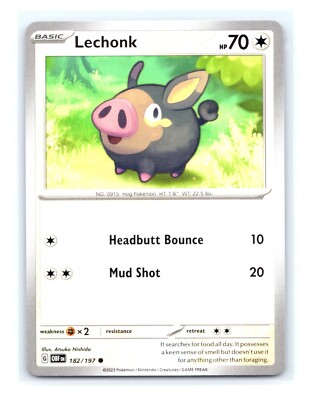 lechon pokemon card Lechonk #096  Ruler of the Black Flame (SV3) Japanese Colorless Rarity Lechonk 182/197 - Obsidian Flames