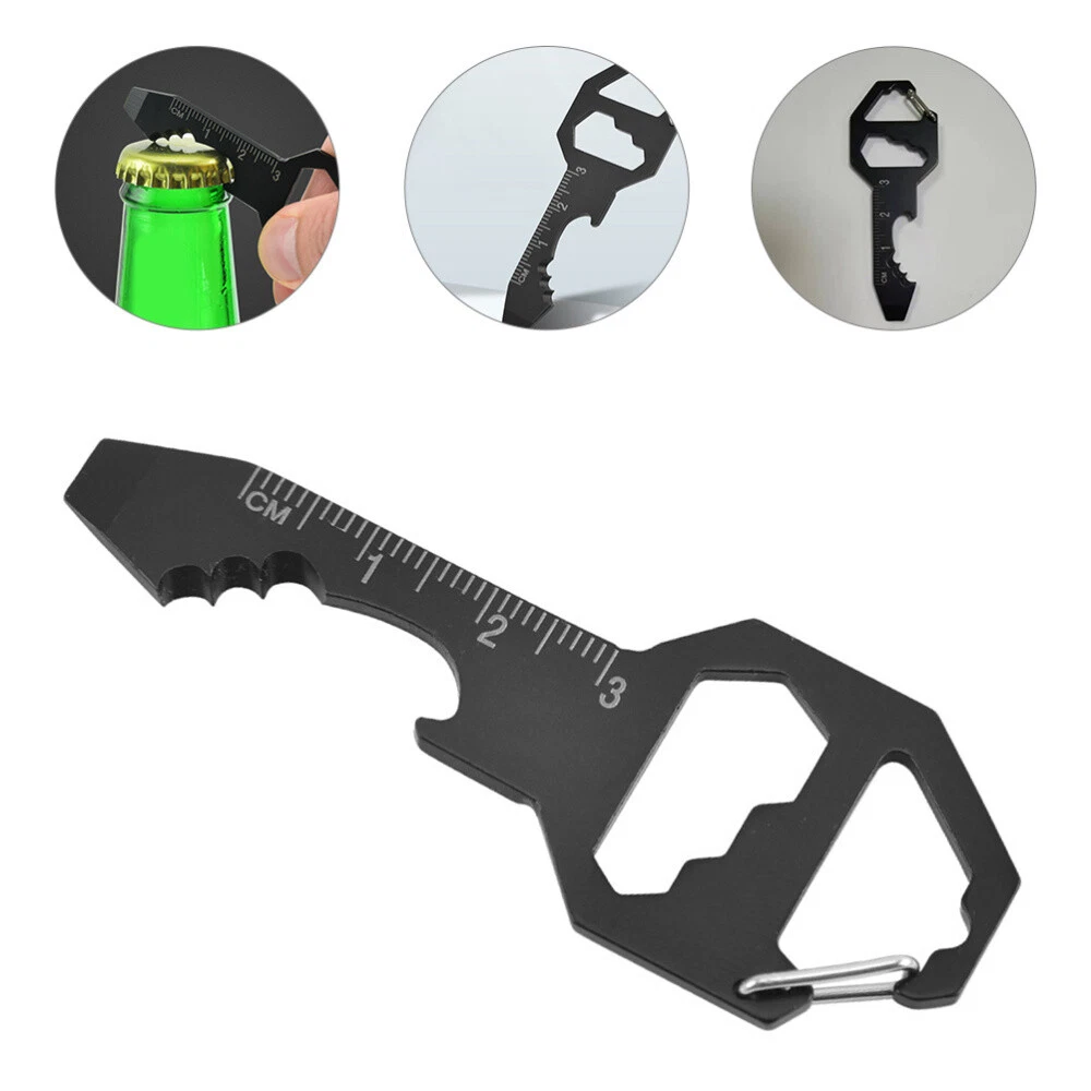 Compact Multi-Tool Card with Bottle Opener & Survival Keychain Features  