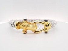 Horseshoe Bangle Bracelet in Sterling Silver and 14KT Gold over Sterling Silver