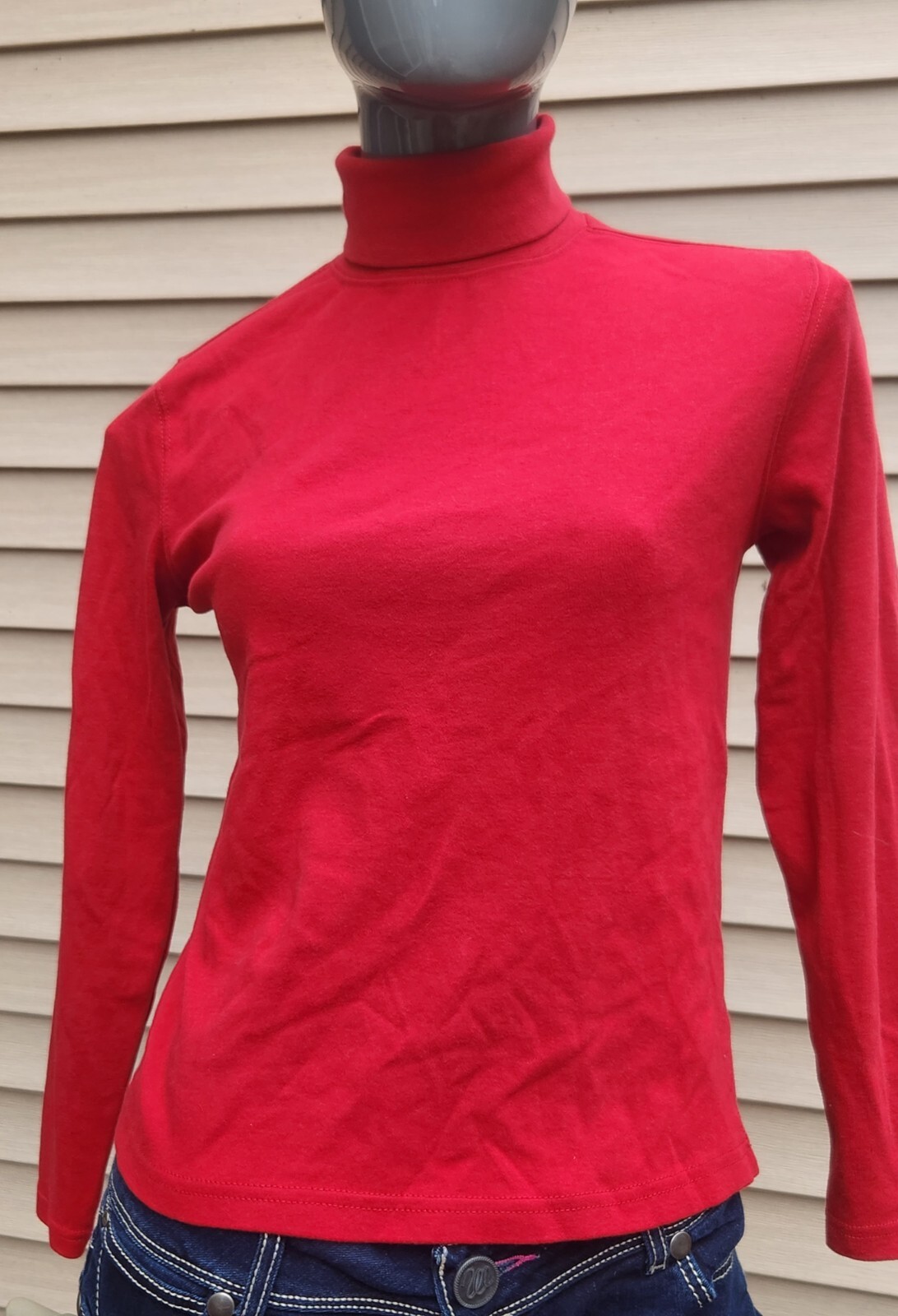 Women's Basic Editions Size S/C Solid Red Long Sl… - image 1