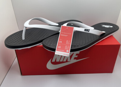 SIZE 14 MEN'S NIKE Nike onedeck Slipper Flip Flop Black White CU3958-005