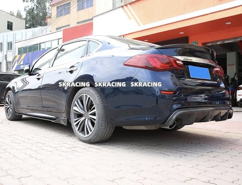 Kit de labios difusores de parachoques trasero de fibra de carbono real para Infiniti Q70 Q70L 2015-2019 Foto 4 de 4