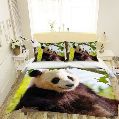 3D Cute Panda N1526 Animal Bed Pillowcases Quilt Duvet Cover Queen King Fay