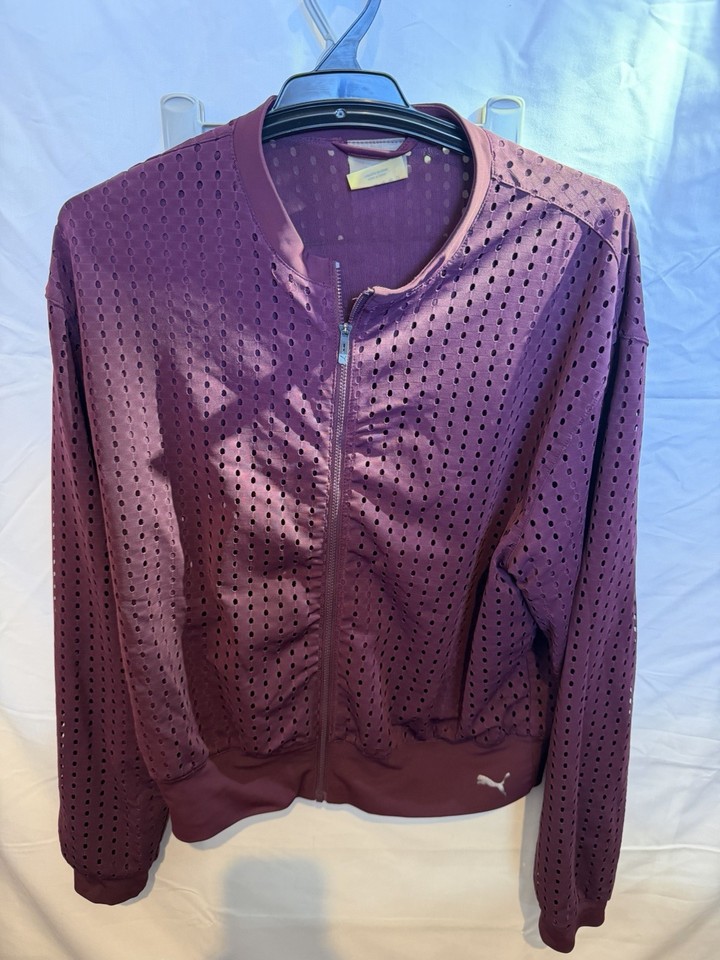 Puma Perforated Mesh Bomber Jacket Plum Purple Women’s UK 12