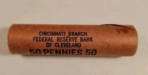 TAILS/REVERSE OBW ORIG BANK WRAP BU UNCIRCULATED LINCOLN WHEAT CENT PENNY ROLL