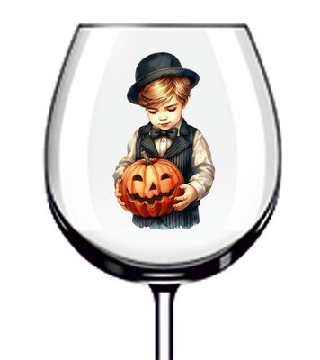 12x Halloween Kind Kürbis Vinyl Aufkleber Abziehbild Becher Weinglas Flasche Becher Auto