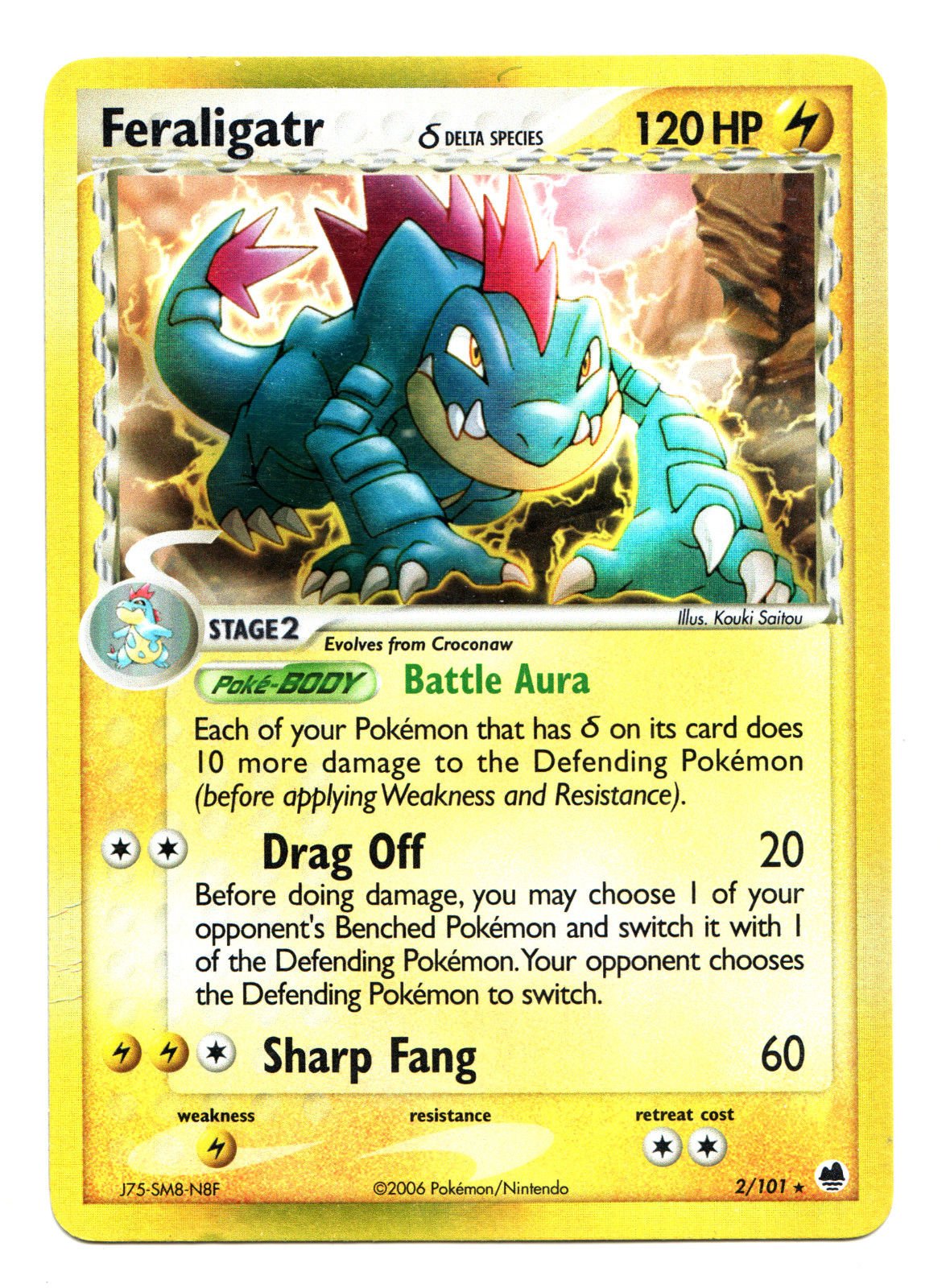 Feraligatr Delta Species 2/101 Dragon Frontiers Reverse Holo Card 2006 Medium Pl