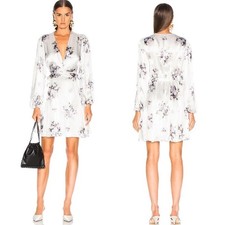 Ganni Cameron Dress In Egret Long Sleeve Size 36 Viscose Flounce Party Formal