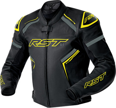 RST S1 D3O LEATHER JACKET BLK/GRY/FLO YEL 3X 103605F.YEL-50