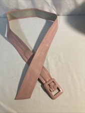 Calderon 9258B Light Pink Leather Belt Vintage 37 inches, Square Buckle